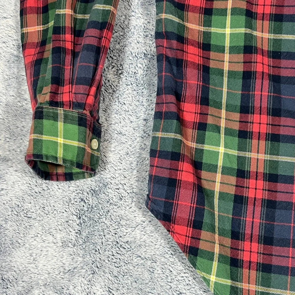 Ralph Lauren Mens Classic Fit Plaid Button‎ Down Shirt Red Green Blue Medium